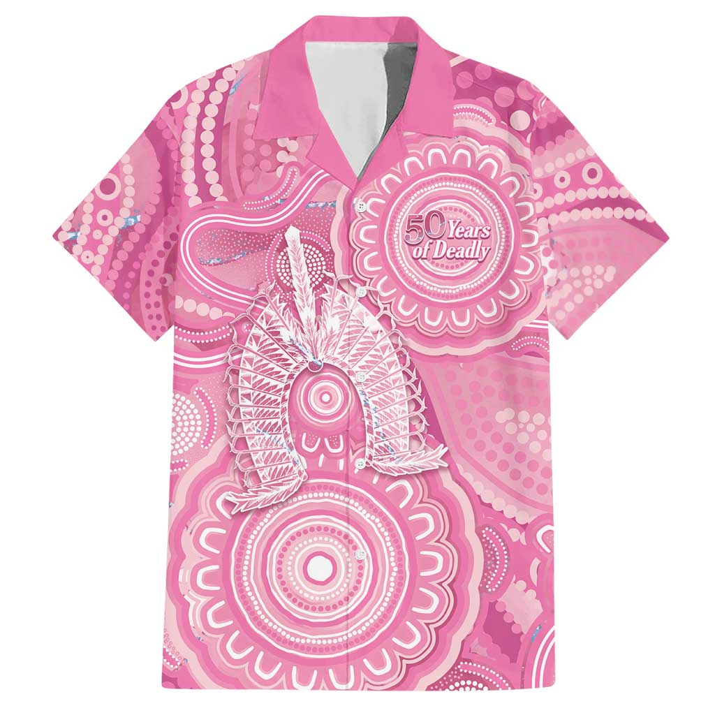 50 Years Deadly NAIDOC Week 2026 Personalised Hawaiian Shirt Dhari Pink Indigenous Art