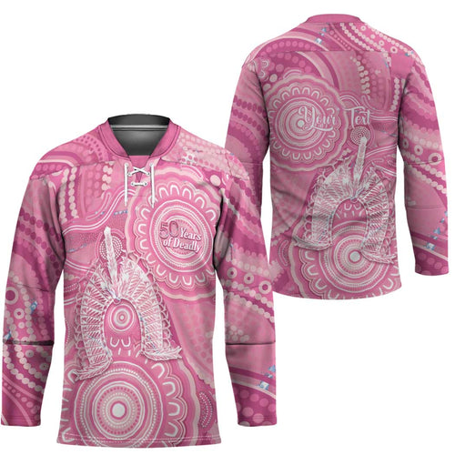 50 Years Deadly NAIDOC Week 2026 Personalised Hockey Jersey Dhari Pink Indigenous Art