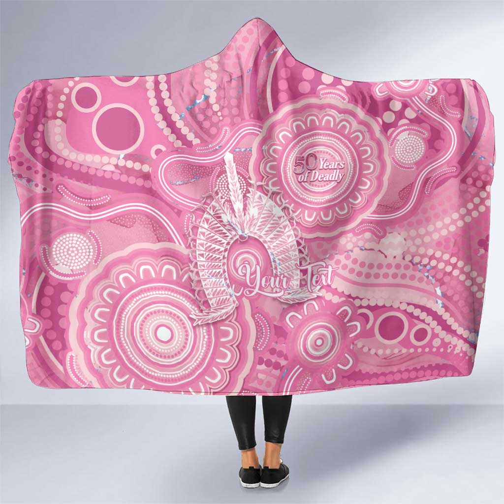 50 Years Deadly NAIDOC Week 2026 Personalised Hooded Blanket Dhari Pink Indigenous Art
