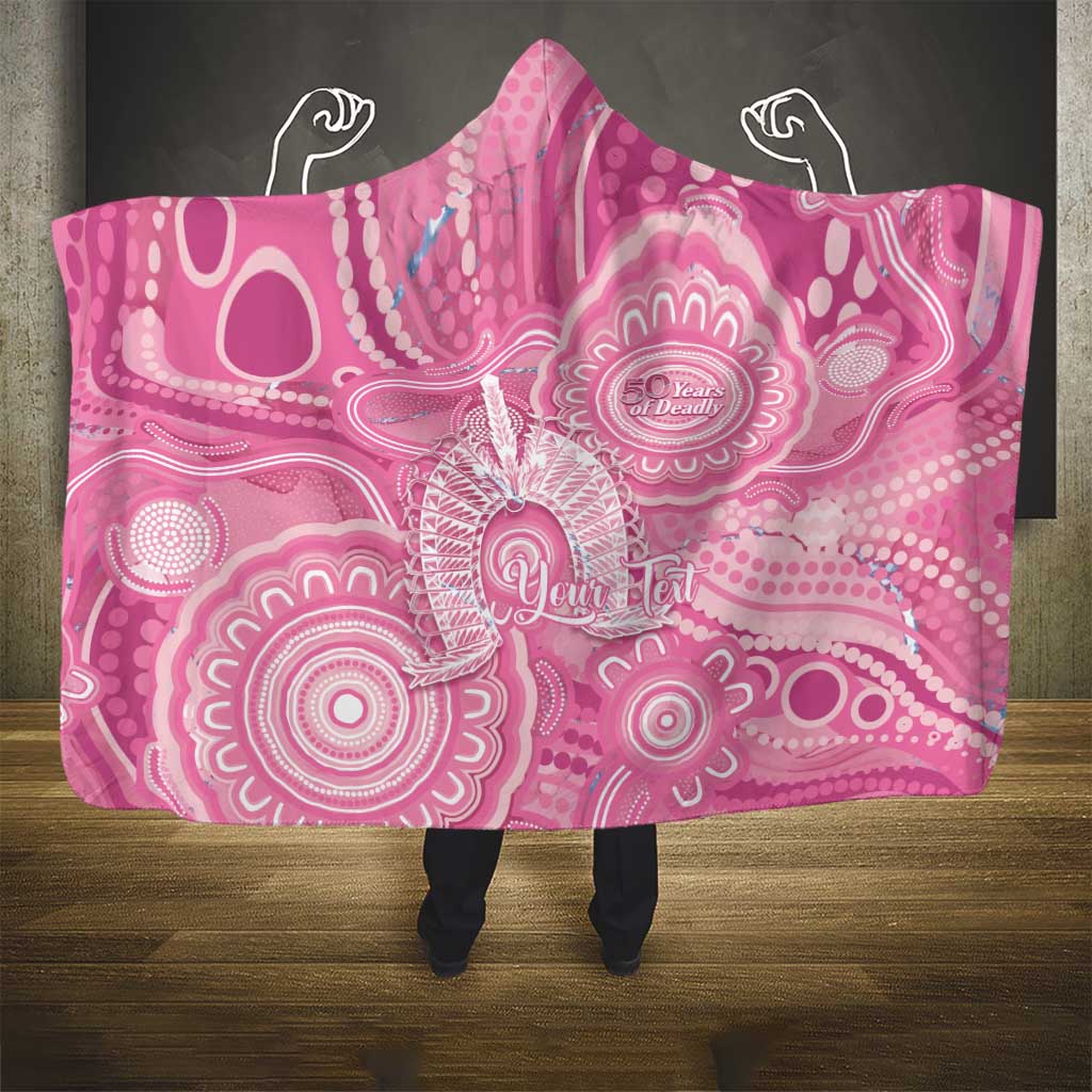 50 Years Deadly NAIDOC Week 2026 Personalised Hooded Blanket Dhari Pink Indigenous Art