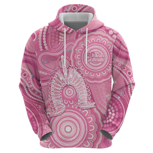50 Years Deadly NAIDOC Week 2026 Personalised Hoodie Dhari Pink Indigenous Art
