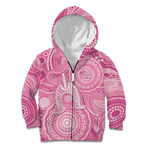 50 Years Deadly NAIDOC Week 2026 Personalised Kid Hoodie Dhari Pink Indigenous Art