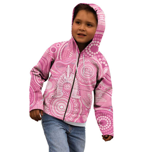 50 Years Deadly NAIDOC Week 2026 Personalised Kid Hoodie Dhari Pink Indigenous Art