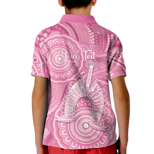 50 Years Deadly NAIDOC Week 2026 Personalised Kid Polo Shirt Dhari Pink Indigenous Art
