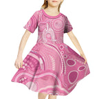 50 Years Deadly NAIDOC Week 2026 Personalised Kid Short Sleeve Dress Dhari Pink Indigenous Art