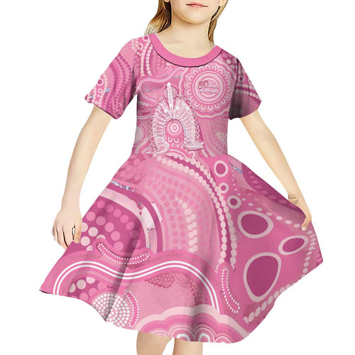 50 Years Deadly NAIDOC Week 2026 Personalised Kid Short Sleeve Dress Dhari Pink Indigenous Art