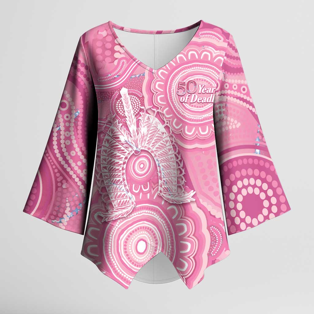 50 Years Deadly NAIDOC Week 2026 Personalised Kimono Sleeve Blouse Dhari Pink Indigenous Art