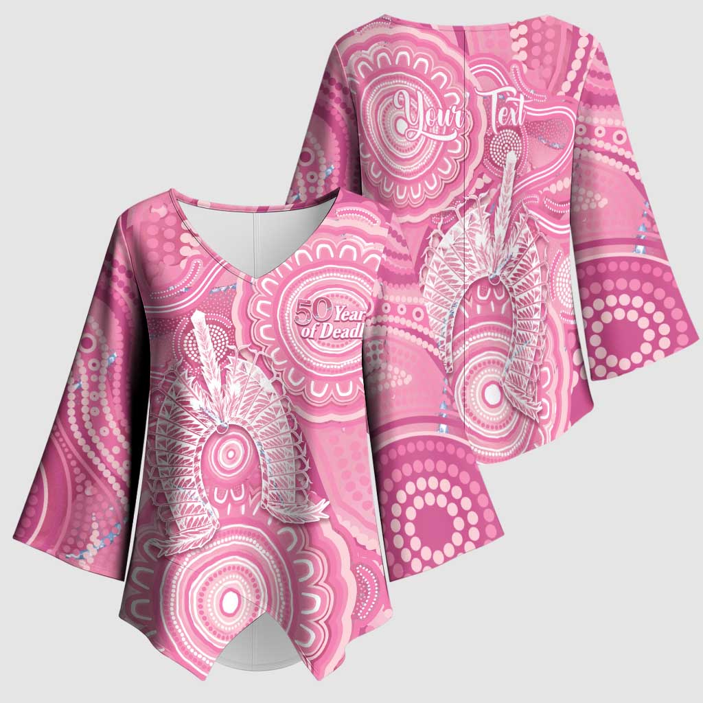 50 Years Deadly NAIDOC Week 2026 Personalised Kimono Sleeve Blouse Dhari Pink Indigenous Art