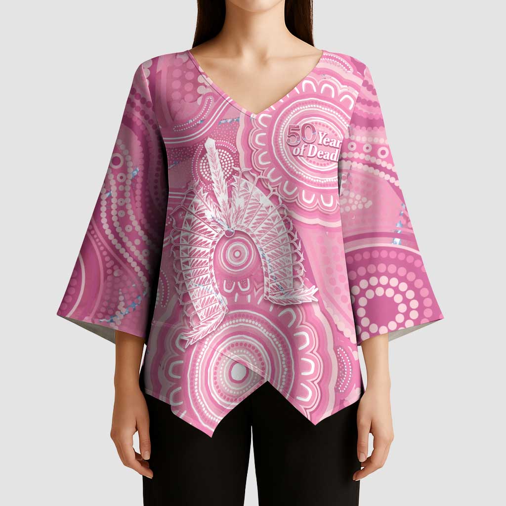 50 Years Deadly NAIDOC Week 2026 Personalised Kimono Sleeve Blouse Dhari Pink Indigenous Art