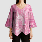 50 Years Deadly NAIDOC Week 2026 Personalised Kimono Sleeve Blouse Dhari Pink Indigenous Art