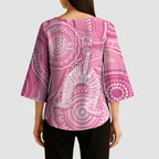 50 Years Deadly NAIDOC Week 2026 Personalised Kimono Sleeve Blouse Dhari Pink Indigenous Art