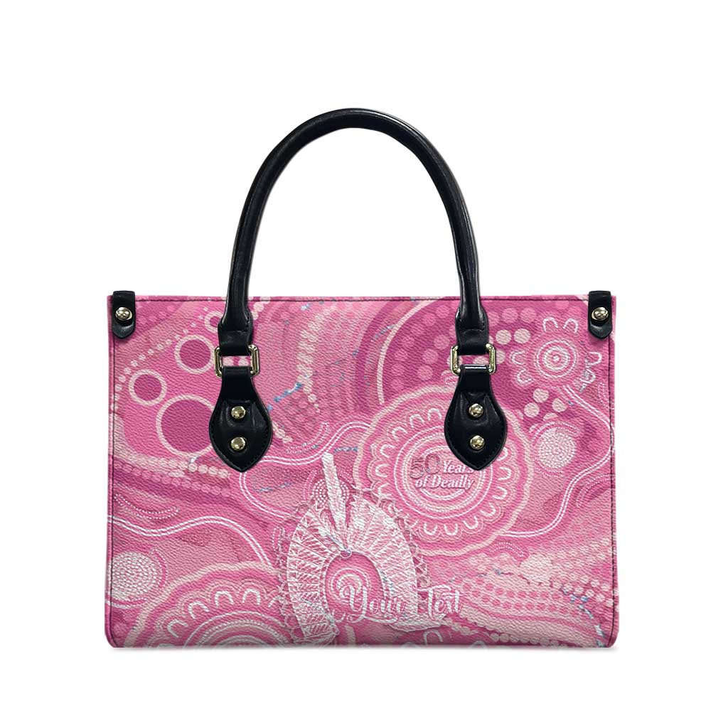 50 Years Deadly NAIDOC Week 2026 Personalised Leather Bag Dhari Pink Indigenous Art