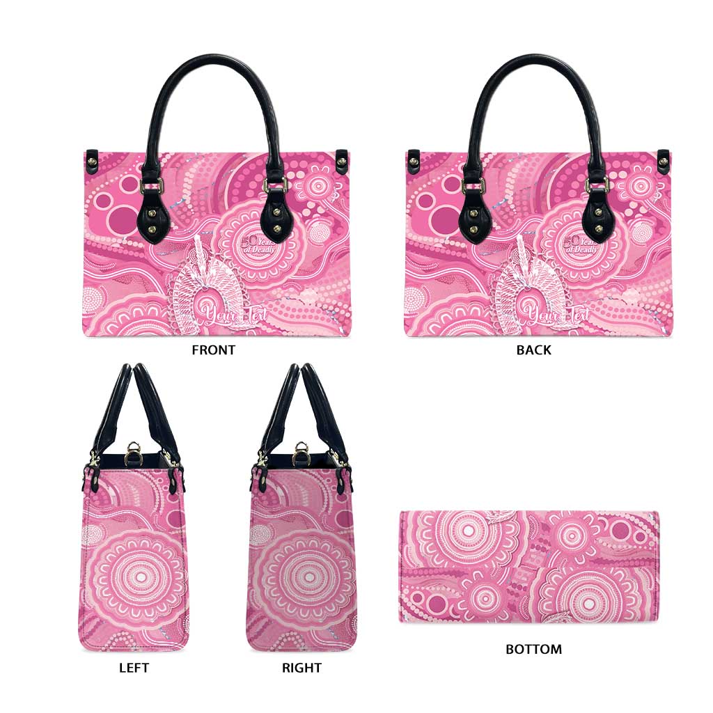 50 Years Deadly NAIDOC Week 2026 Personalised Leather Bag Dhari Pink Indigenous Art