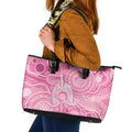 50 Years Deadly NAIDOC Week 2026 Personalised Leather Tote Bag Dhari Pink Indigenous Art
