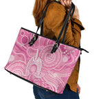 50 Years Deadly NAIDOC Week 2026 Personalised Leather Tote Bag Dhari Pink Indigenous Art