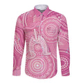 50 Years Deadly NAIDOC Week 2026 Personalised Long Sleeve Button Shirt Dhari Pink Indigenous Art