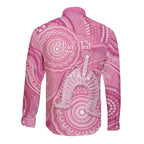 50 Years Deadly NAIDOC Week 2026 Personalised Long Sleeve Button Shirt Dhari Pink Indigenous Art