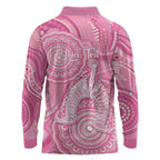 50 Years Deadly NAIDOC Week 2026 Personalised Long Sleeve Polo Shirt Dhari Pink Indigenous Art