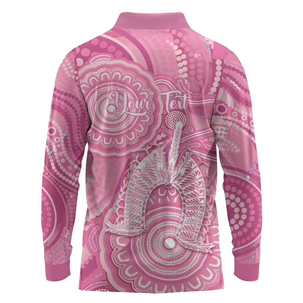 50 Years Deadly NAIDOC Week 2026 Personalised Long Sleeve Polo Shirt Dhari Pink Indigenous Art