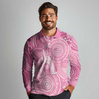 50 Years Deadly NAIDOC Week 2026 Personalised Long Sleeve Polo Shirt Dhari Pink Indigenous Art