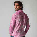 50 Years Deadly NAIDOC Week 2026 Personalised Long Sleeve Polo Shirt Dhari Pink Indigenous Art