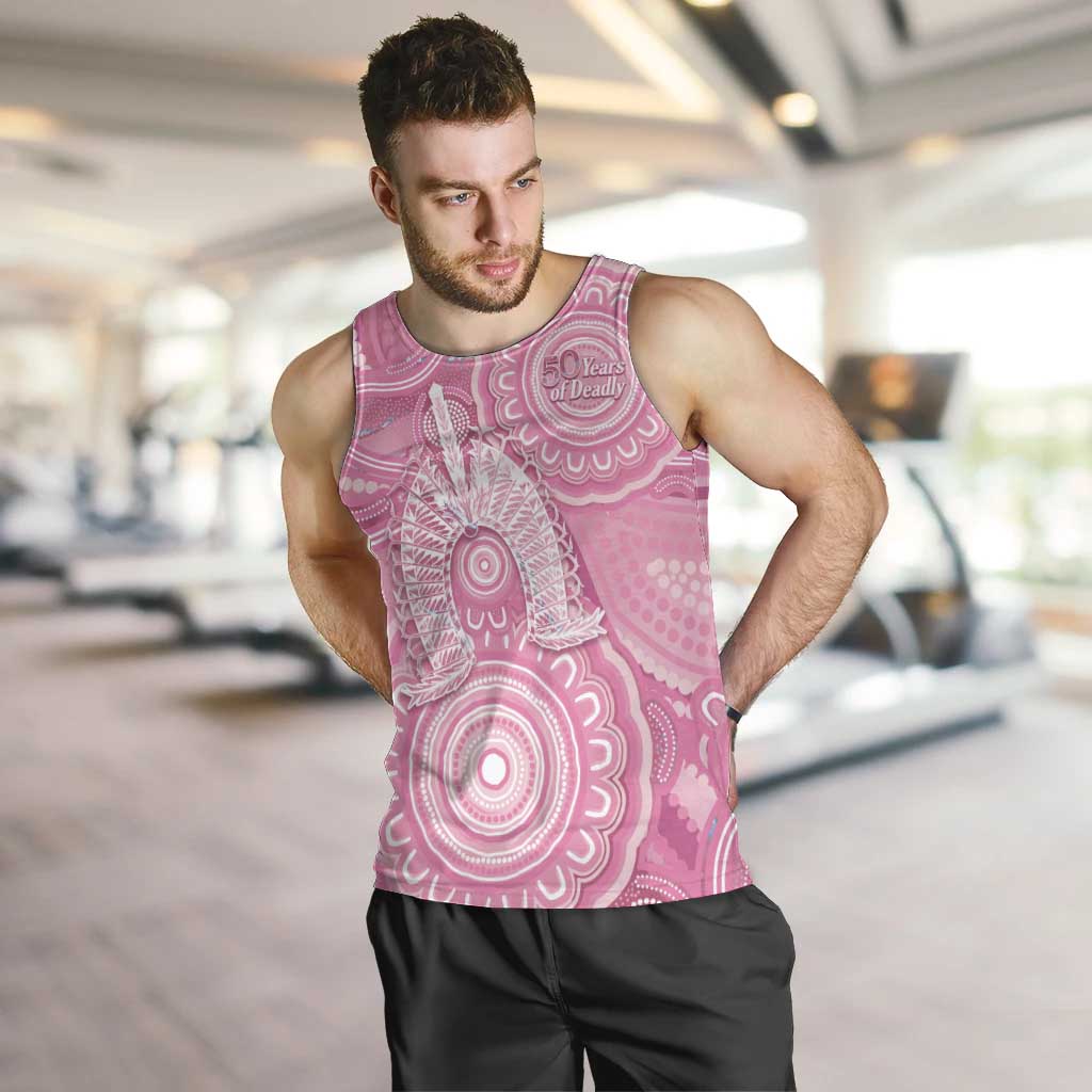 50 Years Deadly NAIDOC Week 2026 Personalised Men Tank Top Dhari Pink Indigenous Art