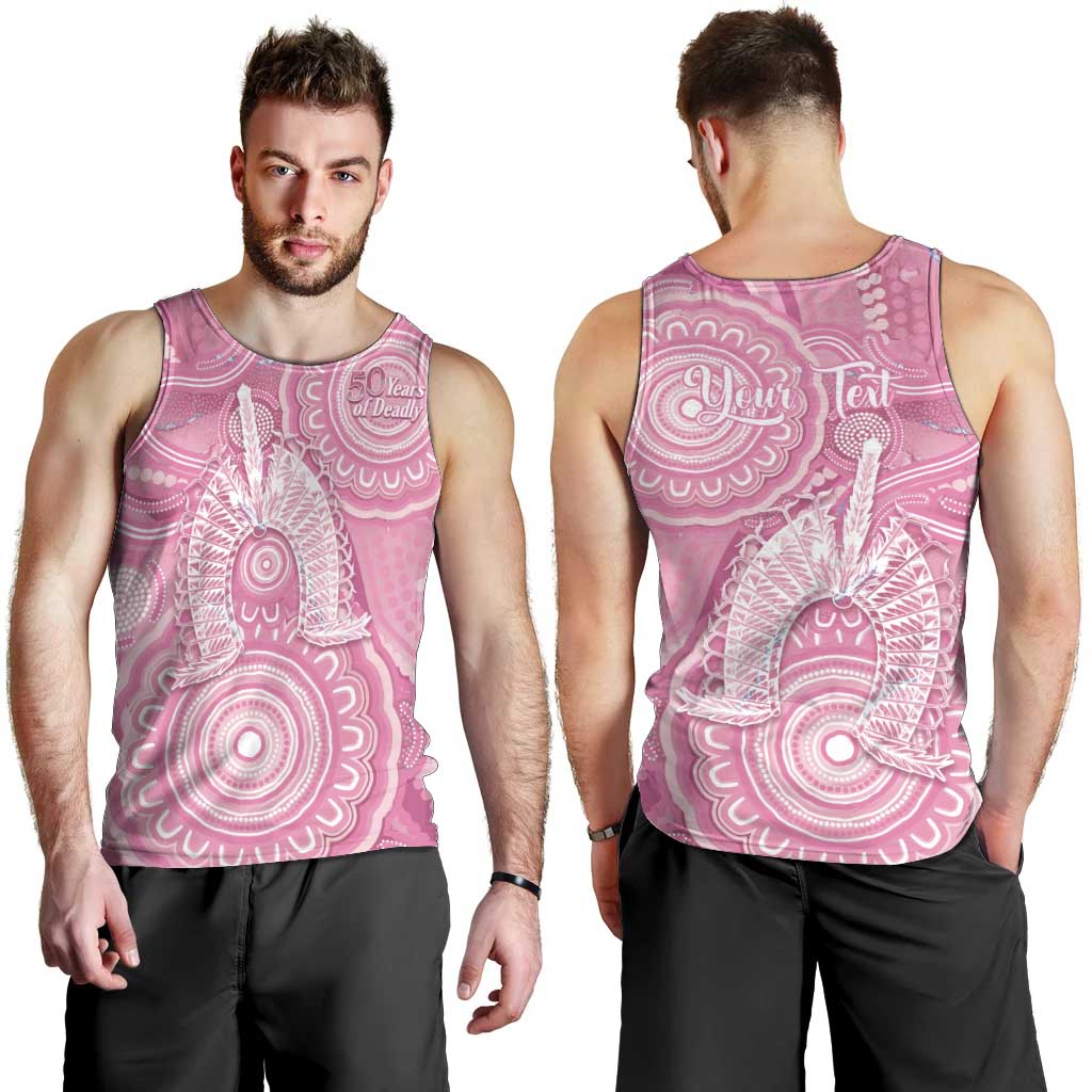 50 Years Deadly NAIDOC Week 2026 Personalised Men Tank Top Dhari Pink Indigenous Art