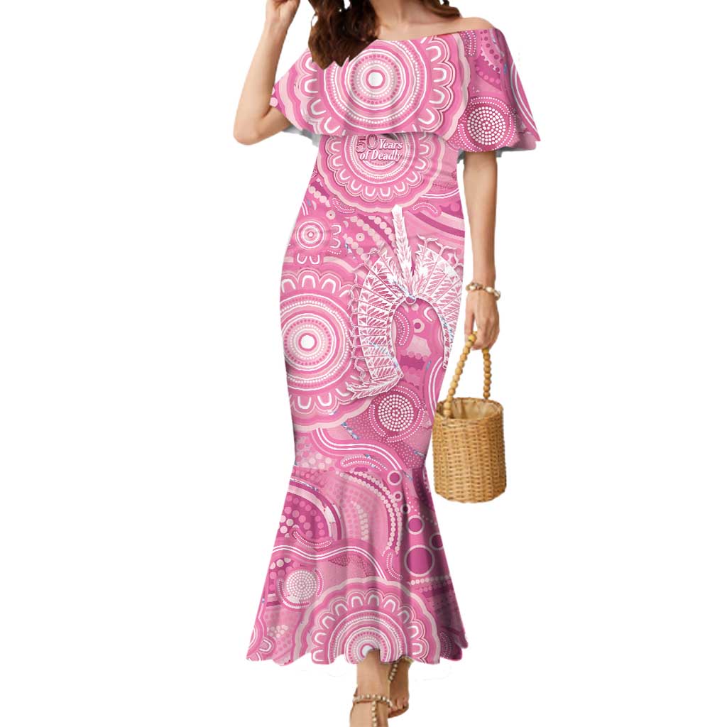 50 Years Deadly NAIDOC Week 2026 Personalised Mermaid Dress Dhari Pink Indigenous Art