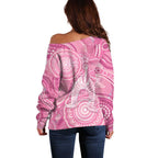 50 Years Deadly NAIDOC Week 2026 Personalised Off Shoulder Sweater Dhari Pink Indigenous Art