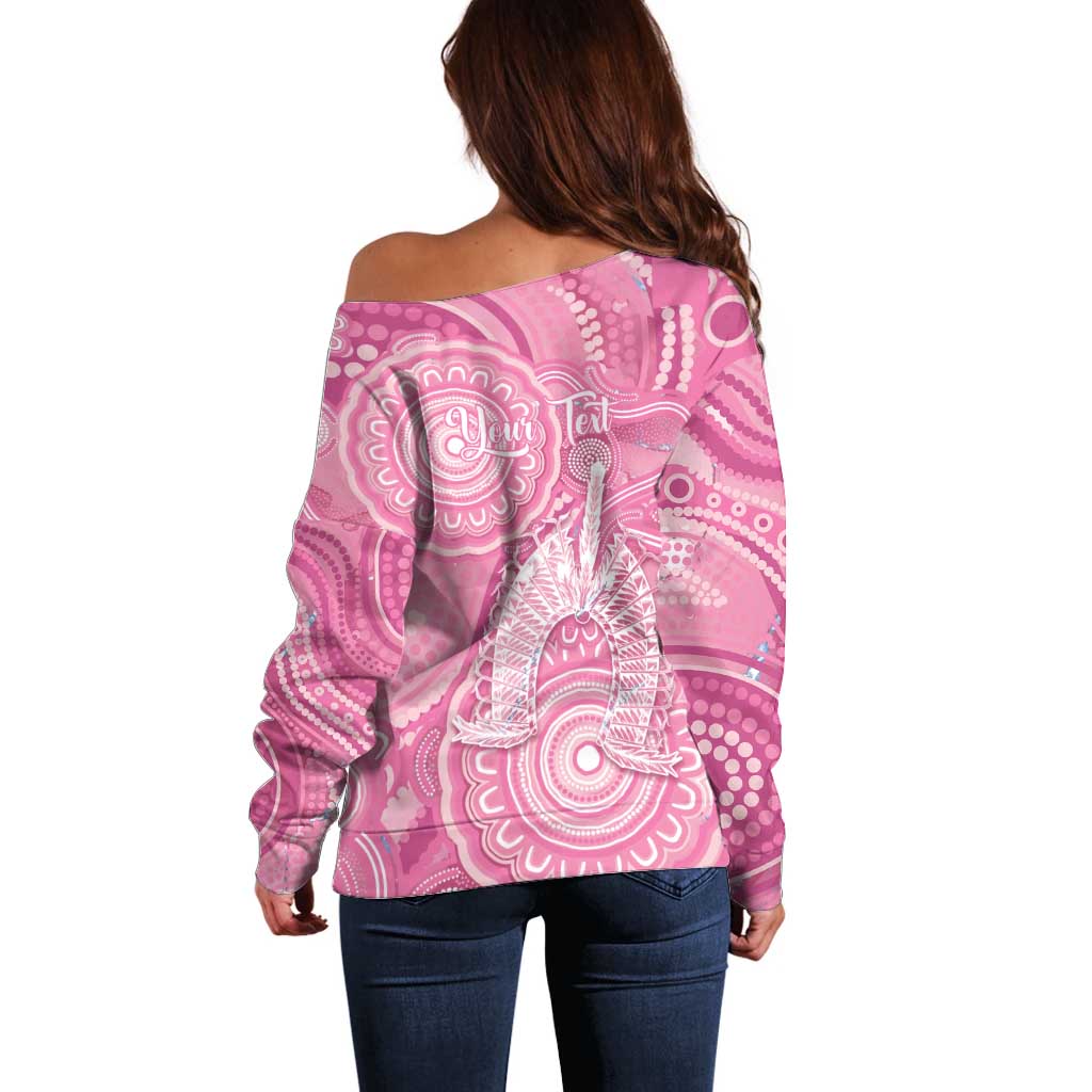 50 Years Deadly NAIDOC Week 2026 Personalised Off Shoulder Sweater Dhari Pink Indigenous Art