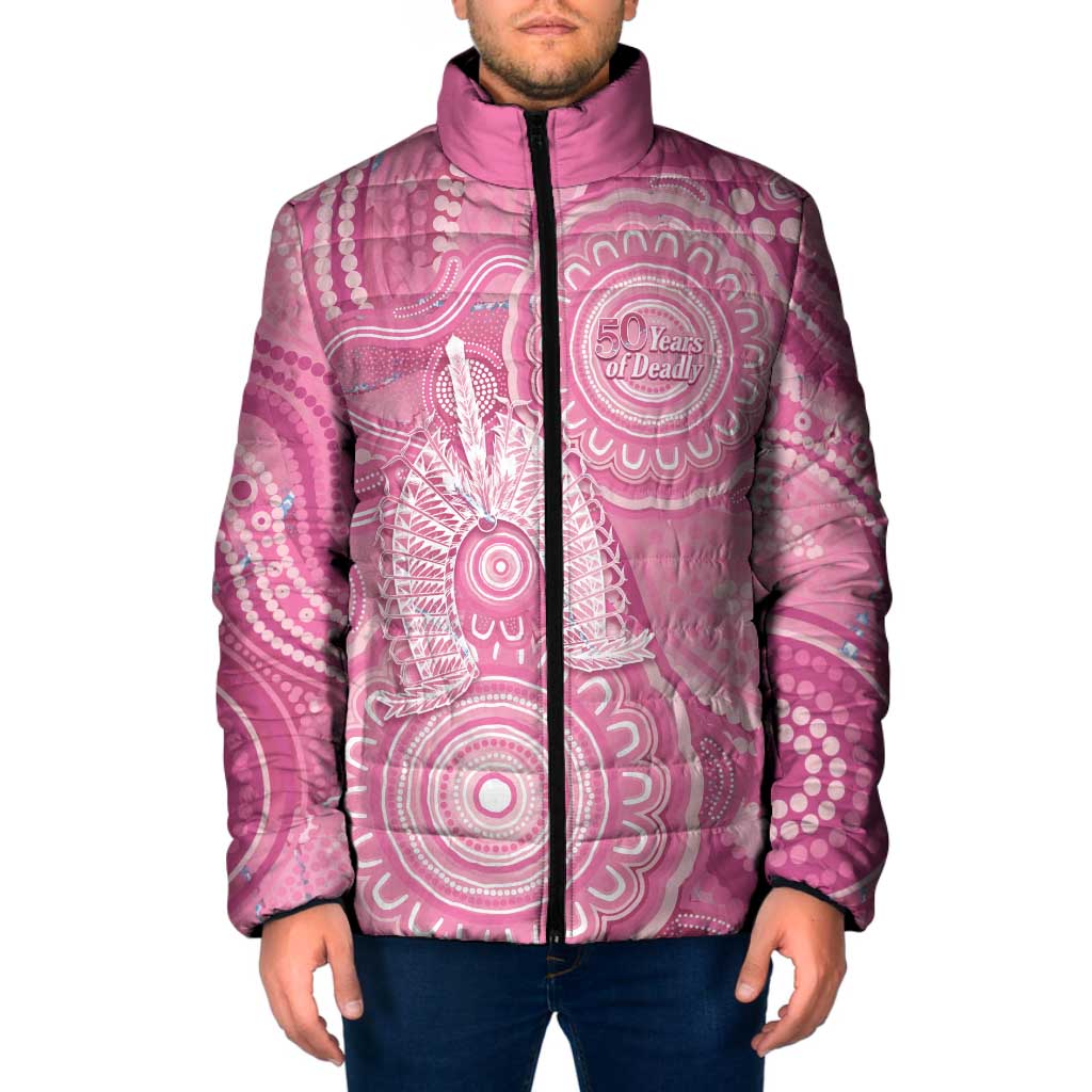 50 Years Deadly NAIDOC Week 2026 Personalised Padded Jacket Dhari Pink Indigenous Art