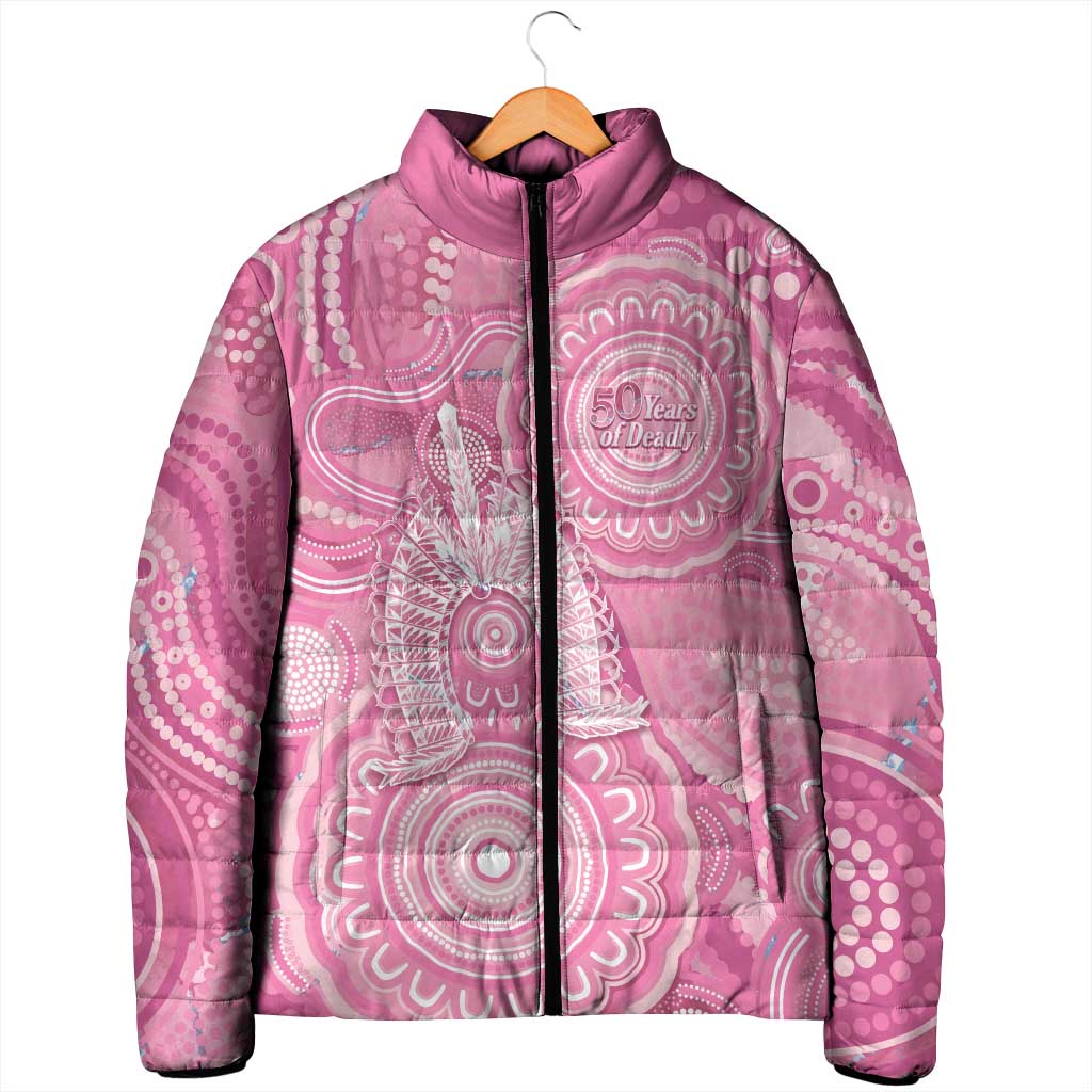 50 Years Deadly NAIDOC Week 2026 Personalised Padded Jacket Dhari Pink Indigenous Art