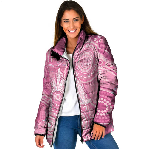 50 Years Deadly NAIDOC Week 2026 Personalised Padded Jacket Dhari Pink Indigenous Art