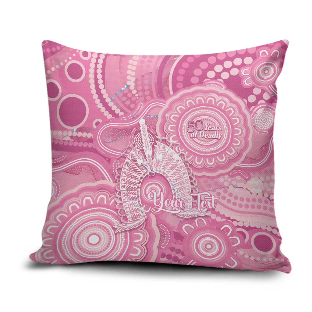 50 Years Deadly NAIDOC Week 2026 Personalised Pillow Cover Dhari Pink Indigenous Art