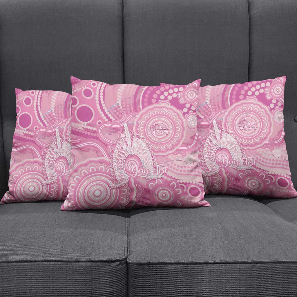 50 Years Deadly NAIDOC Week 2026 Personalised Pillow Cover Dhari Pink Indigenous Art