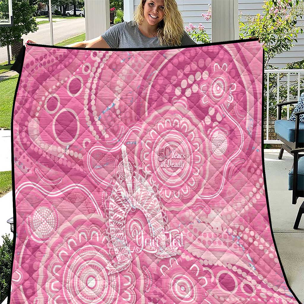 50 Years Deadly NAIDOC Week 2026 Personalised Quilt Dhari Pink Indigenous Art
