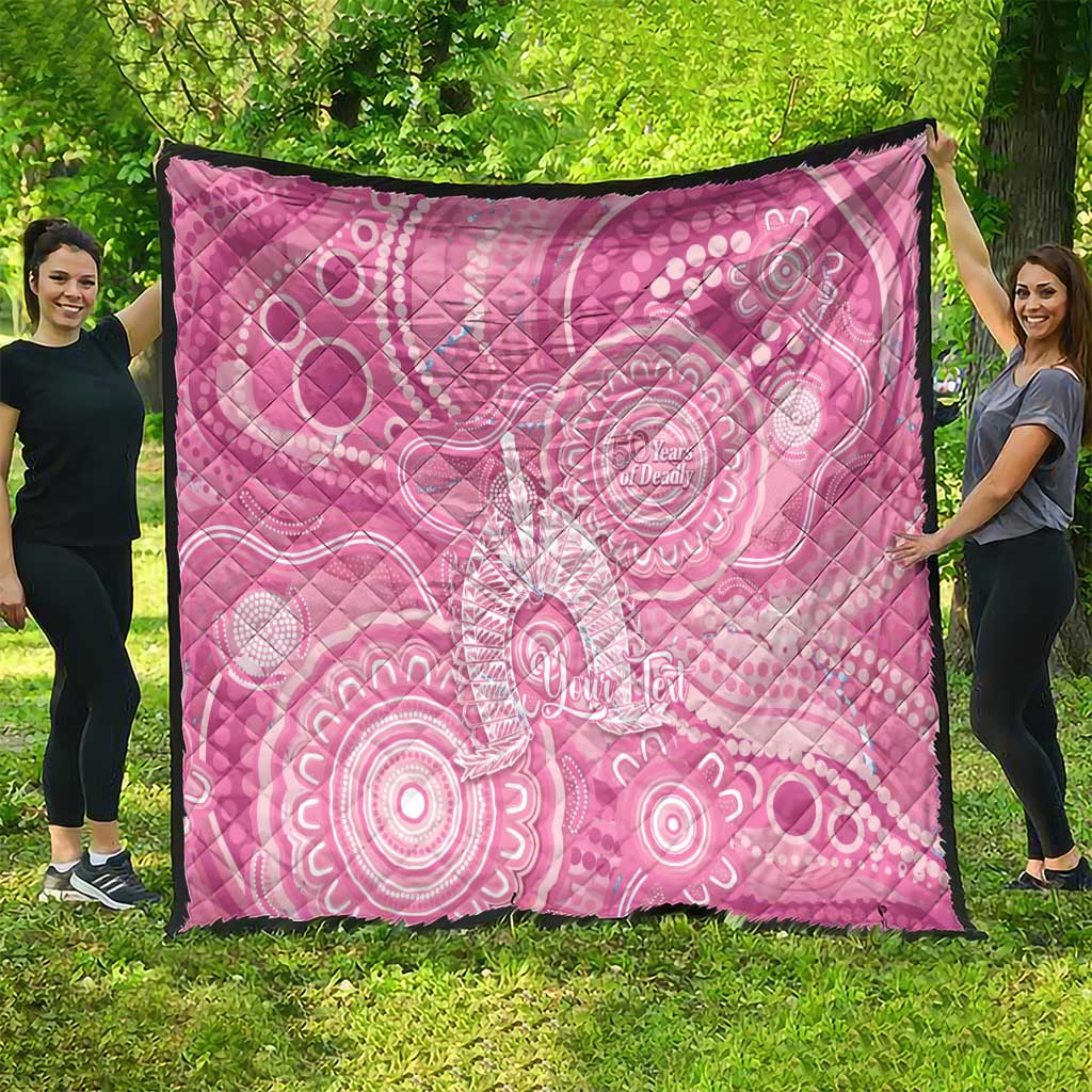 50 Years Deadly NAIDOC Week 2026 Personalised Quilt Dhari Pink Indigenous Art