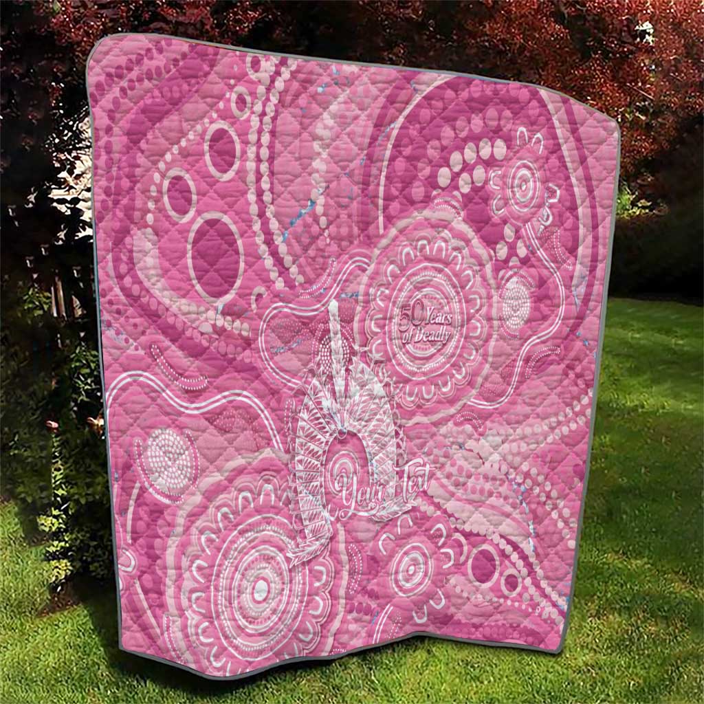 50 Years Deadly NAIDOC Week 2026 Personalised Quilt Dhari Pink Indigenous Art