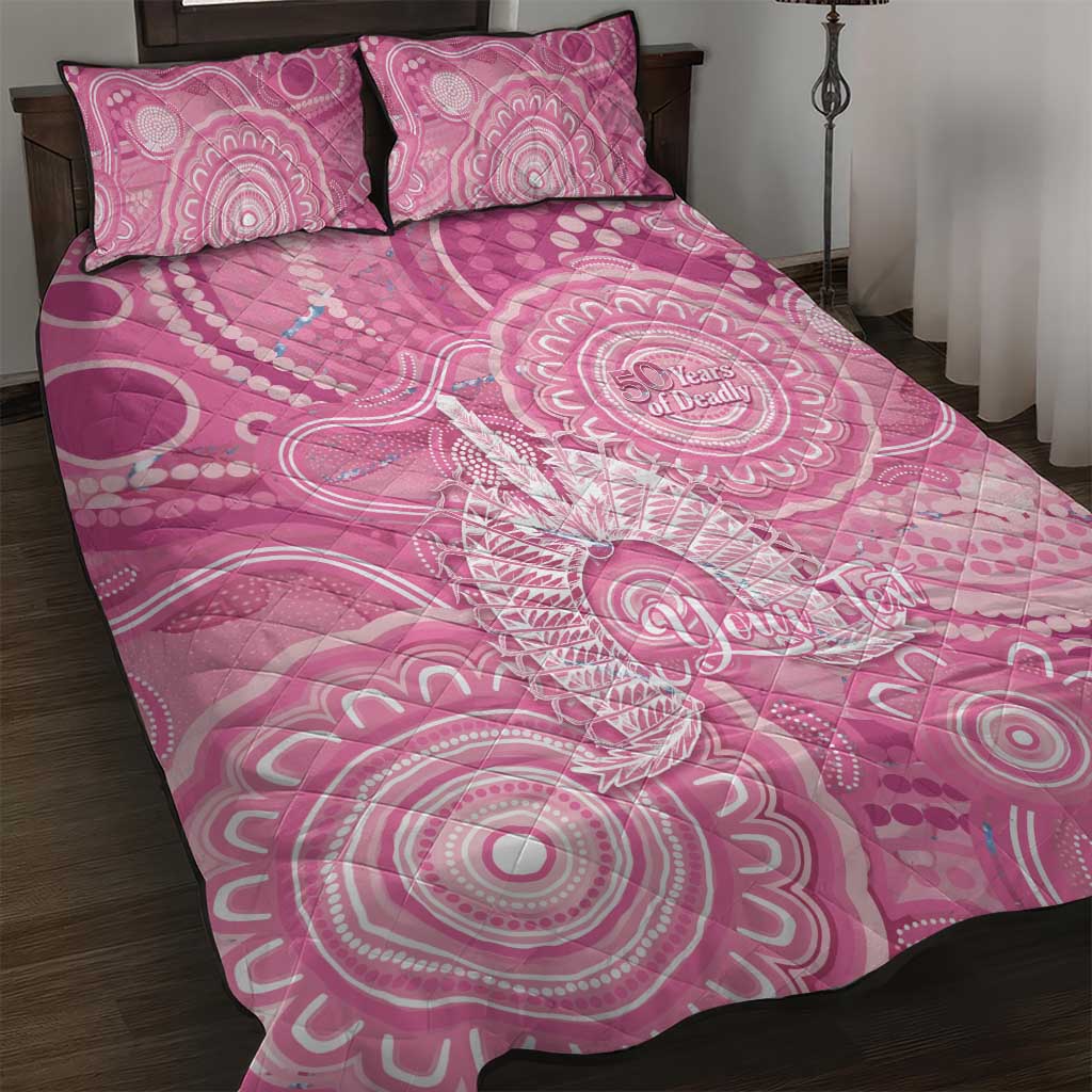 50 Years Deadly NAIDOC Week 2026 Personalised Quilt Bed Set Dhari Pink Indigenous Art