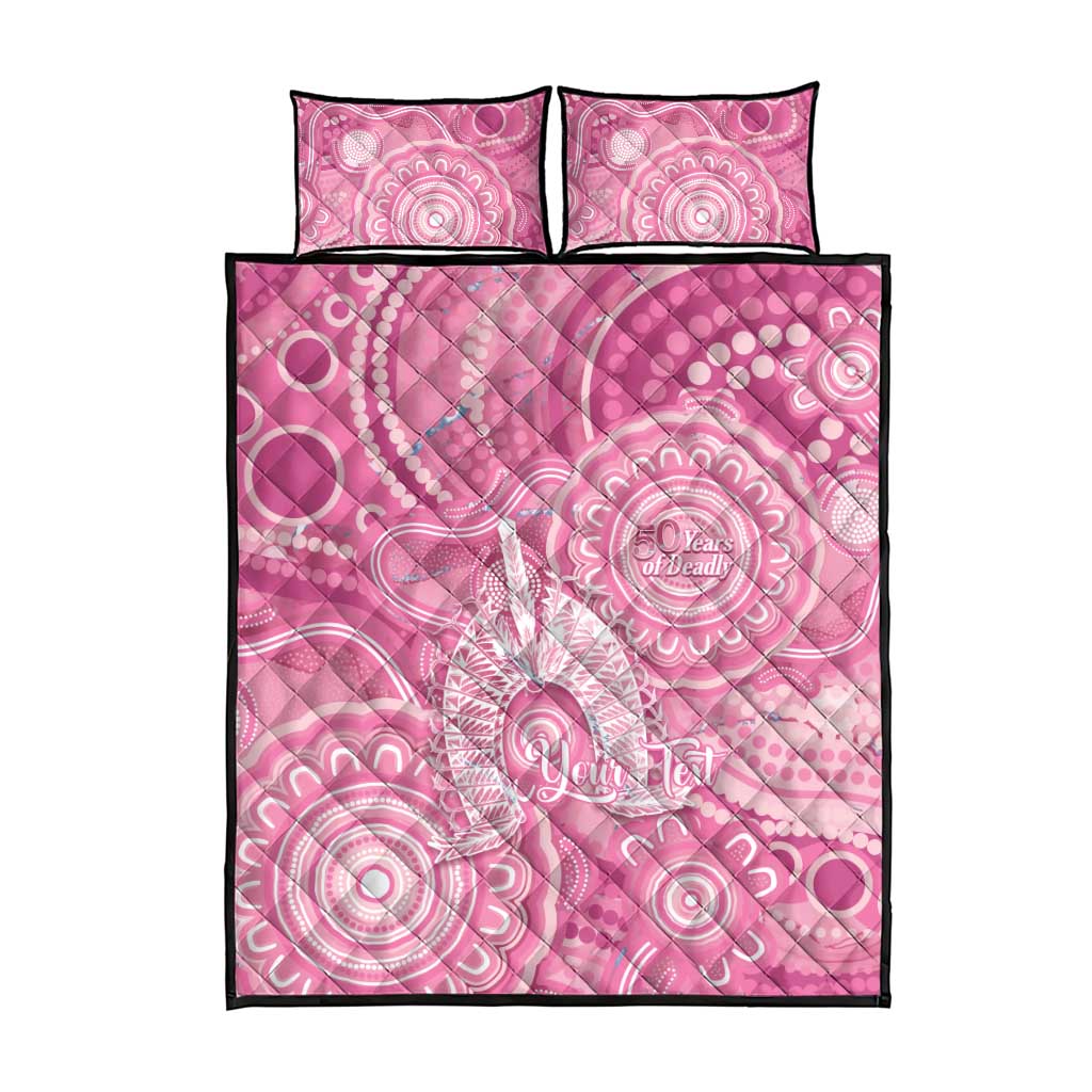 50 Years Deadly NAIDOC Week 2026 Personalised Quilt Bed Set Dhari Pink Indigenous Art