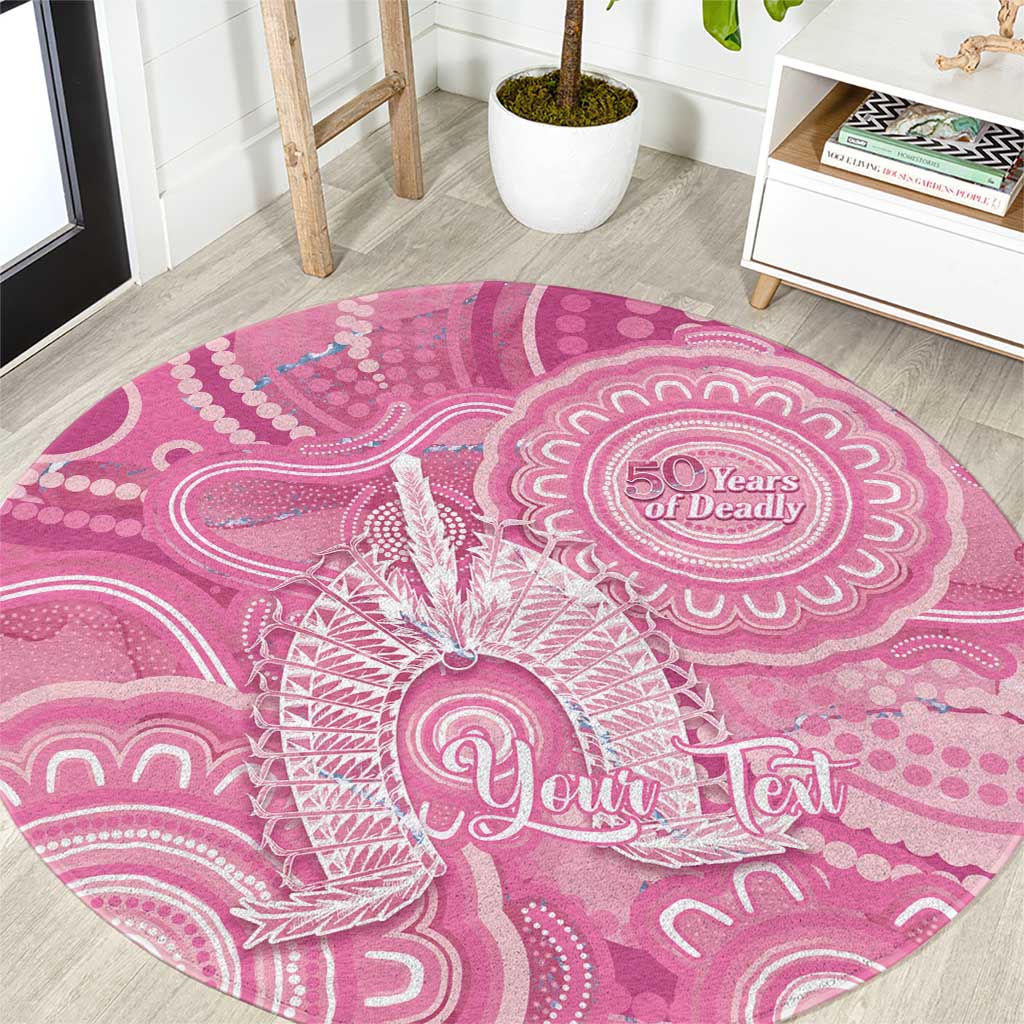 50 Years Deadly NAIDOC Week 2026 Personalised Round Carpet Dhari Pink Indigenous Art