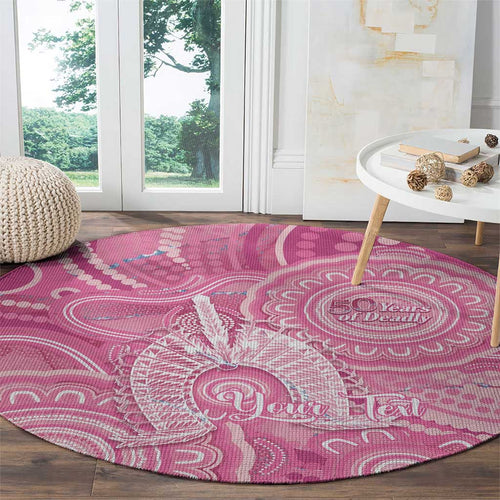 50 Years Deadly NAIDOC Week 2026 Personalised Round Carpet Dhari Pink Indigenous Art