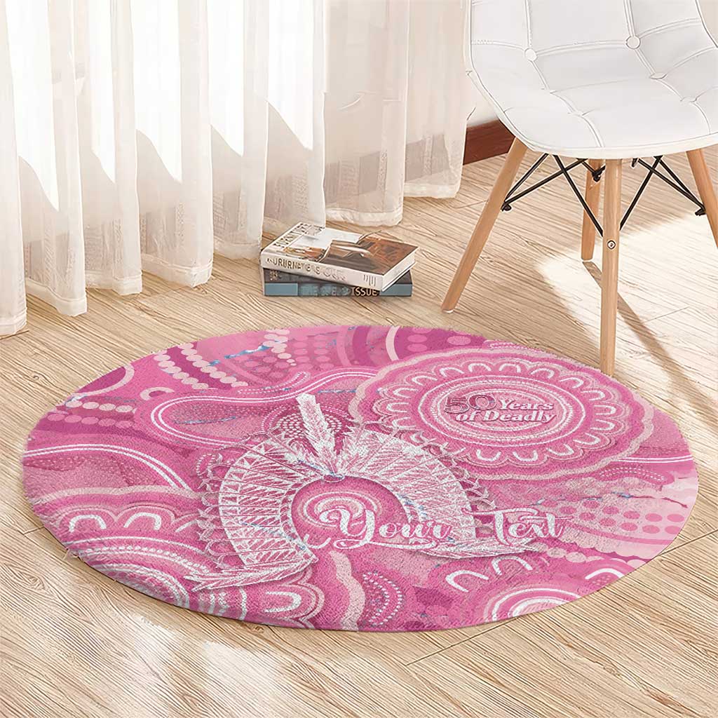 50 Years Deadly NAIDOC Week 2026 Personalised Round Carpet Dhari Pink Indigenous Art