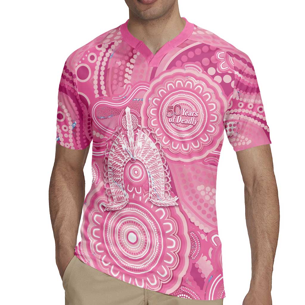 50 Years Deadly NAIDOC Week 2026 Personalised Rugby Jersey Dhari Pink Indigenous Art