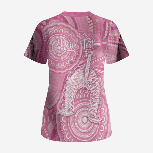 50 Years Deadly NAIDOC Week 2026 Personalised Scrub Top Dhari Pink Indigenous Art