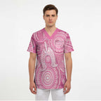 50 Years Deadly NAIDOC Week 2026 Personalised Scrub Top Dhari Pink Indigenous Art