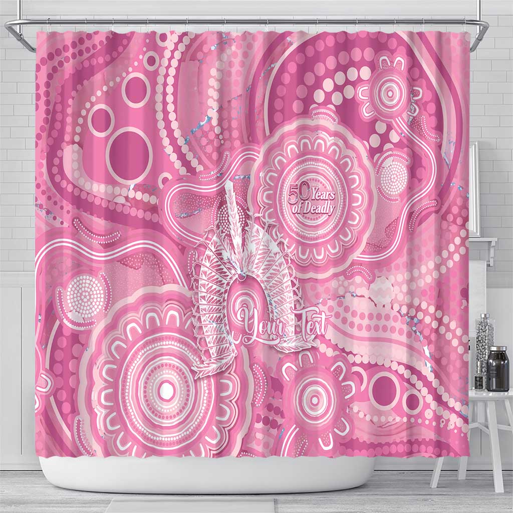 50 Years Deadly NAIDOC Week 2026 Personalised Shower Curtain Dhari Pink Indigenous Art