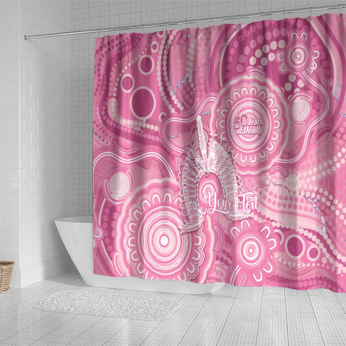 50 Years Deadly NAIDOC Week 2026 Personalised Shower Curtain Dhari Pink Indigenous Art