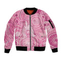 50 Years Deadly NAIDOC Week 2026 Personalised Sleeve Zip Bomber Jacket Dhari Pink Indigenous Art