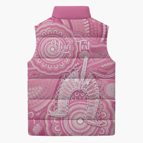 50 Years Deadly NAIDOC Week 2026 Personalised Sleeveless Puffer Jacket Dhari Pink Indigenous Art